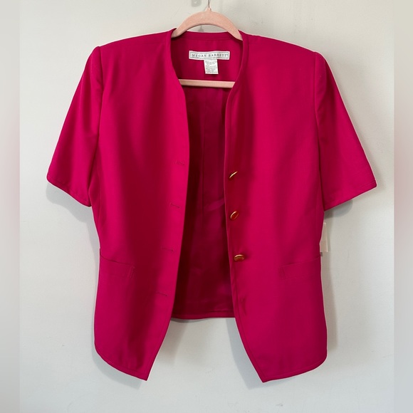 Vintage Megan Barrett Fuchsia Pink Short Sleeve Blazer Size 10 NWT - Picture 5 of 9